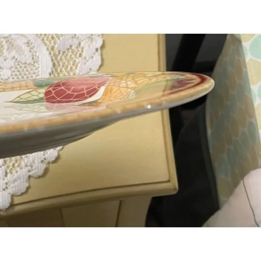 Pier 1 Fruit Mosaic Pattern Earthenware Dinner Plates Set Of 8 bold SEE PHOTOS